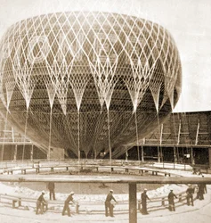 Professor Kings captive balloon, The Pioneer, Manhattan Beach Resort, California, 1879
